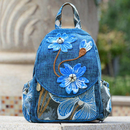 Embroidered Bag | FLORA AZUL