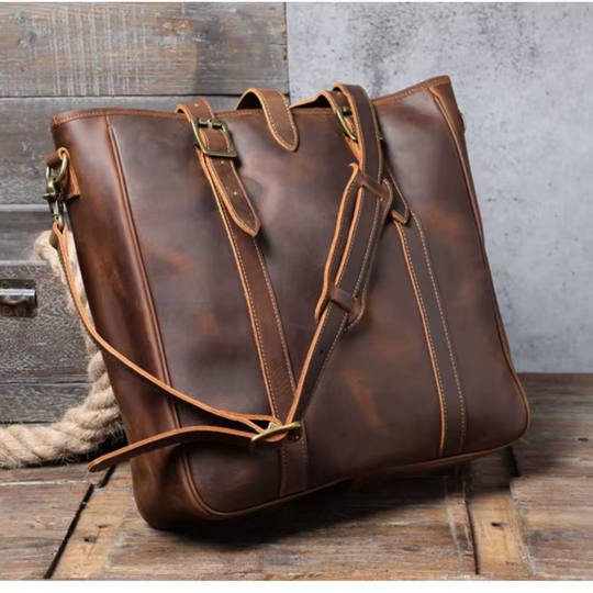Women Crazy Horse Leather Tote Bag | PRILLY