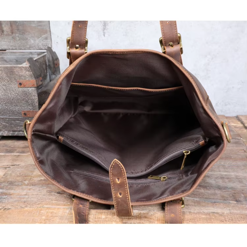Women Crazy Horse Leather Tote Bag | PRILLY