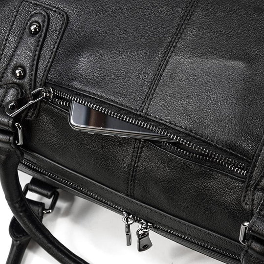 Schwarze Leder-Reisetasche | AALBORG