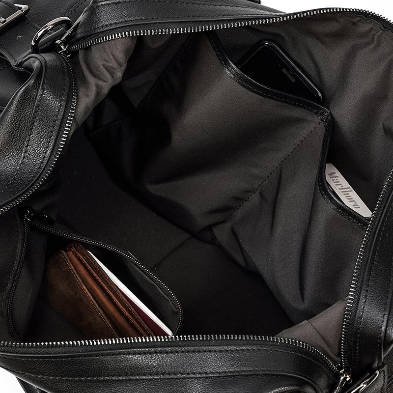 Schwarze Leder-Reisetasche | AALBORG