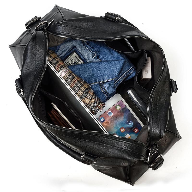 Schwarze Leder-Reisetasche | AALBORG