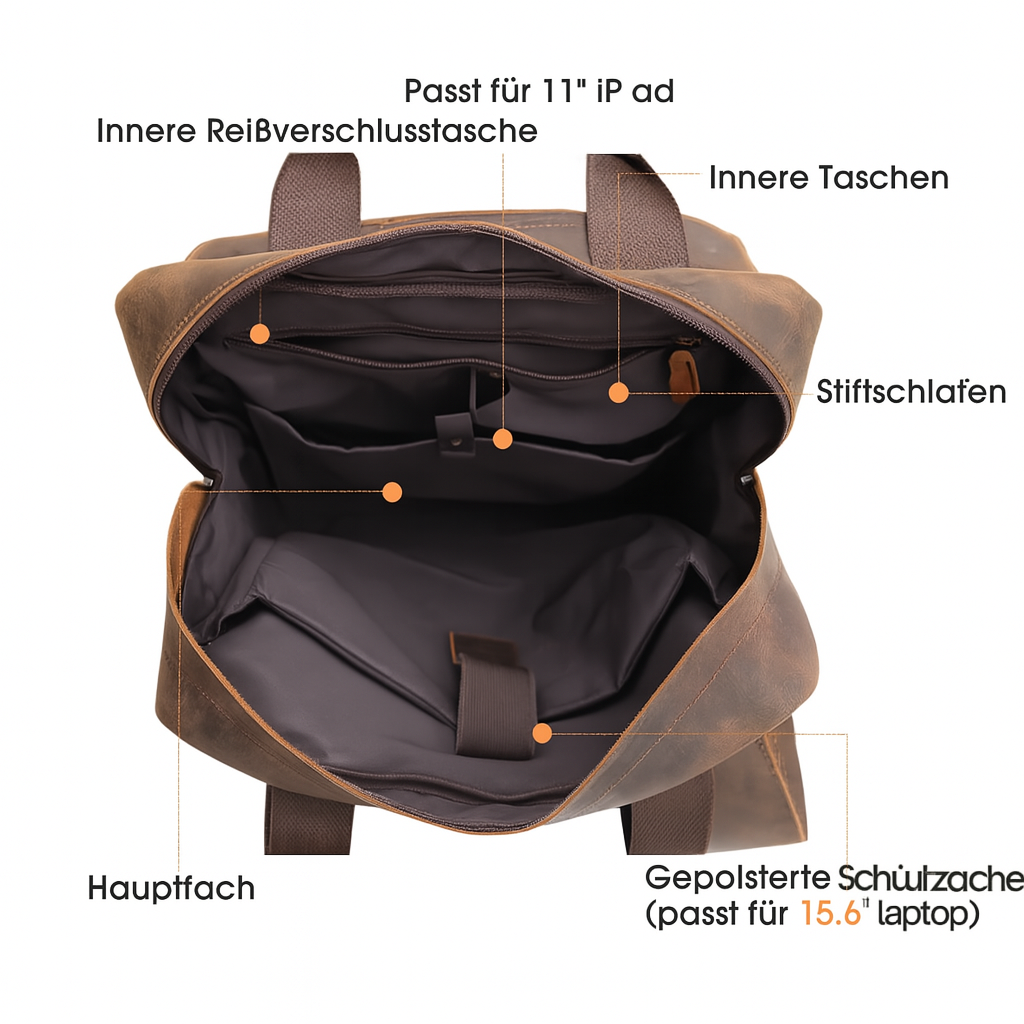 Leder-Laptop-Rucksack | DAVOS