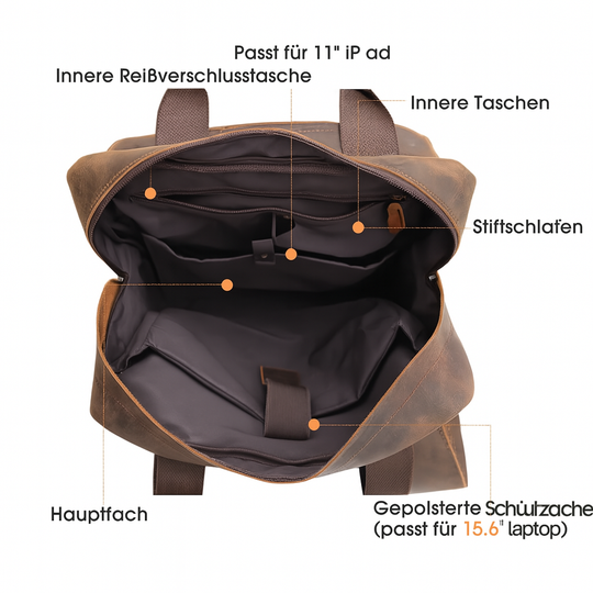 Leder-Laptop-Rucksack | DAVOS