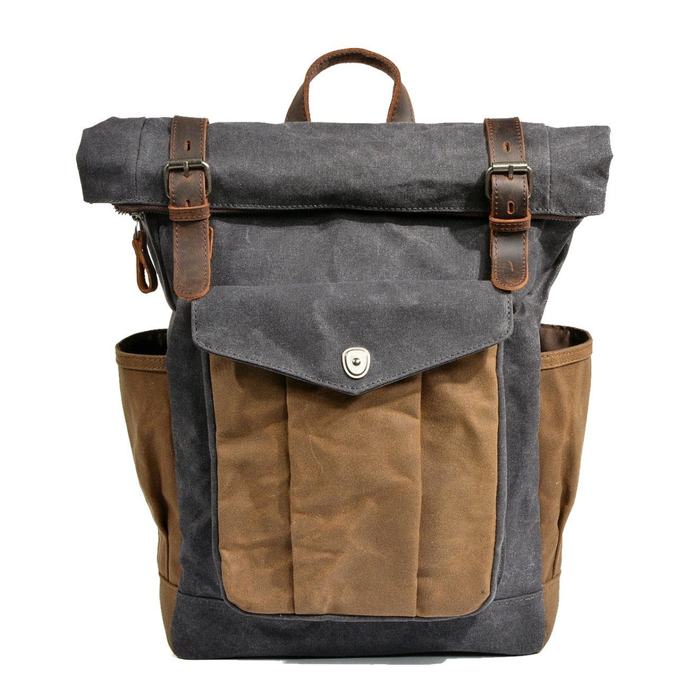 Rucksack mit Rollverschluss aus gewachster Canvas | MARSEILLE