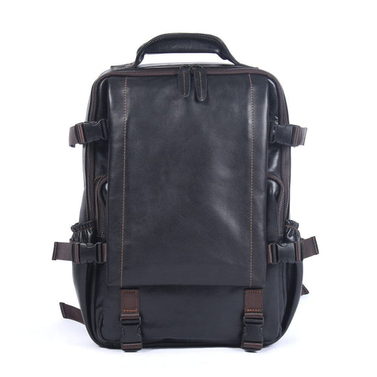 Herren-Rucksack aus schwarzem Leder | ISAAC