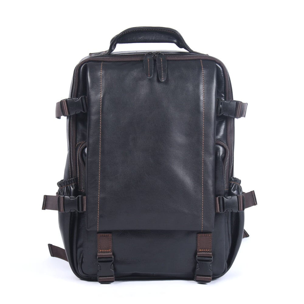 Herren-Rucksack aus schwarzem Leder | ISAAC