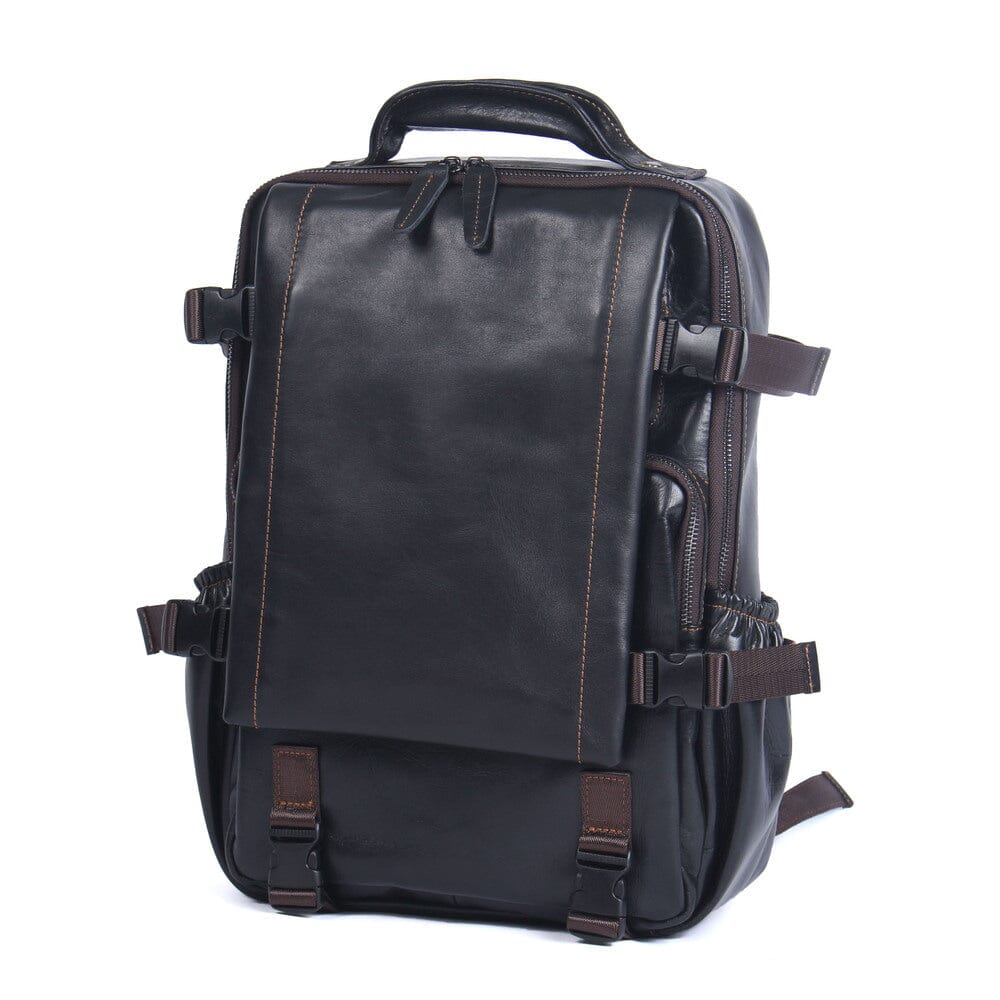 Herren-Rucksack aus schwarzem Leder | ISAAC