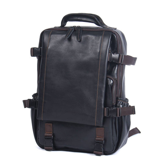 Herren-Rucksack aus schwarzem Leder | ISAAC