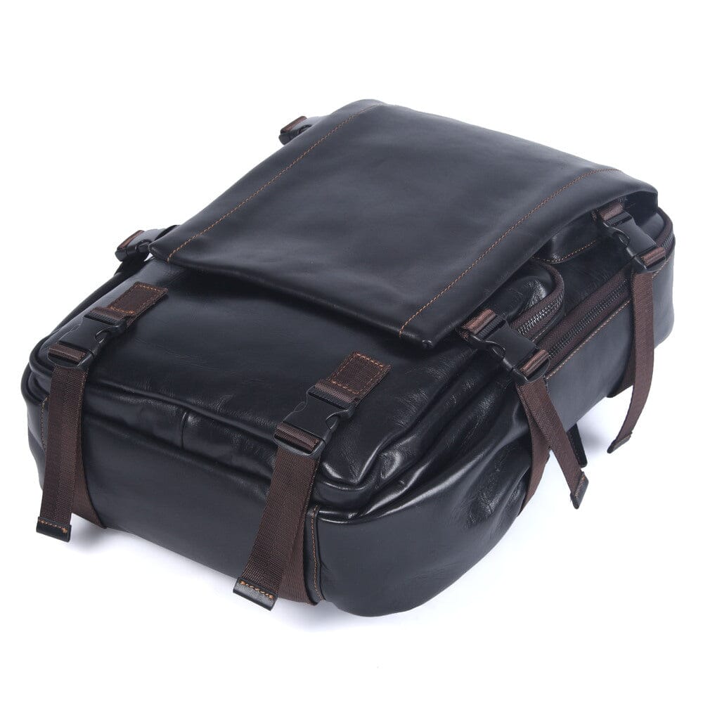 Herren-Rucksack aus schwarzem Leder | ISAAC