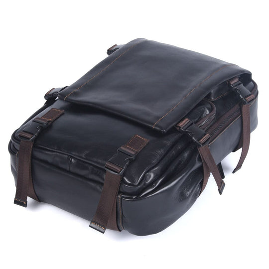 Herren-Rucksack aus schwarzem Leder | ISAAC