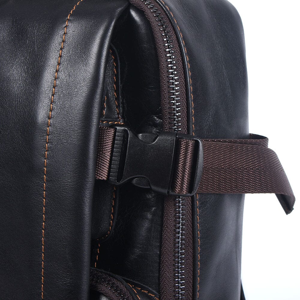 Herren-Rucksack aus schwarzem Leder | ISAAC