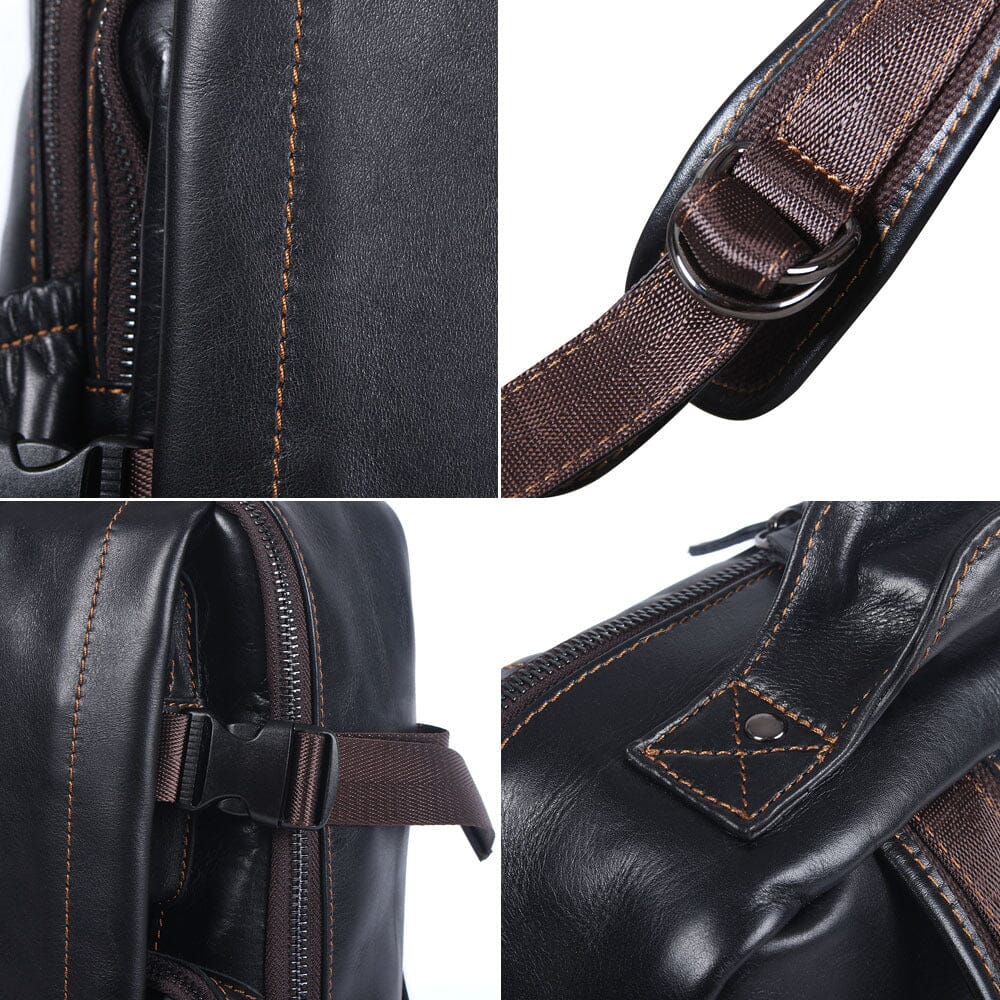 Herren-Rucksack aus schwarzem Leder | ISAAC
