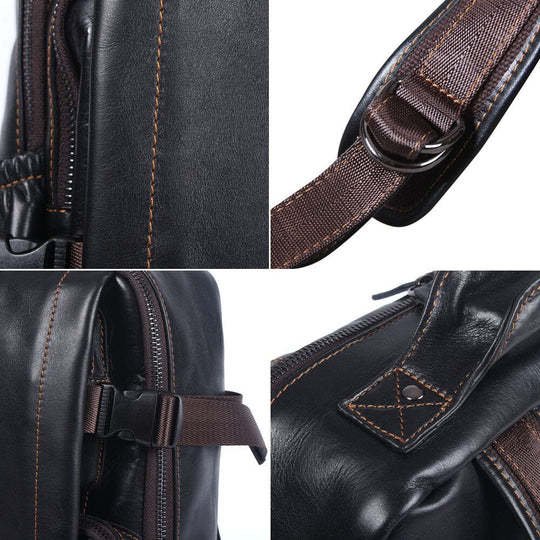 Herren-Rucksack aus schwarzem Leder | ISAAC