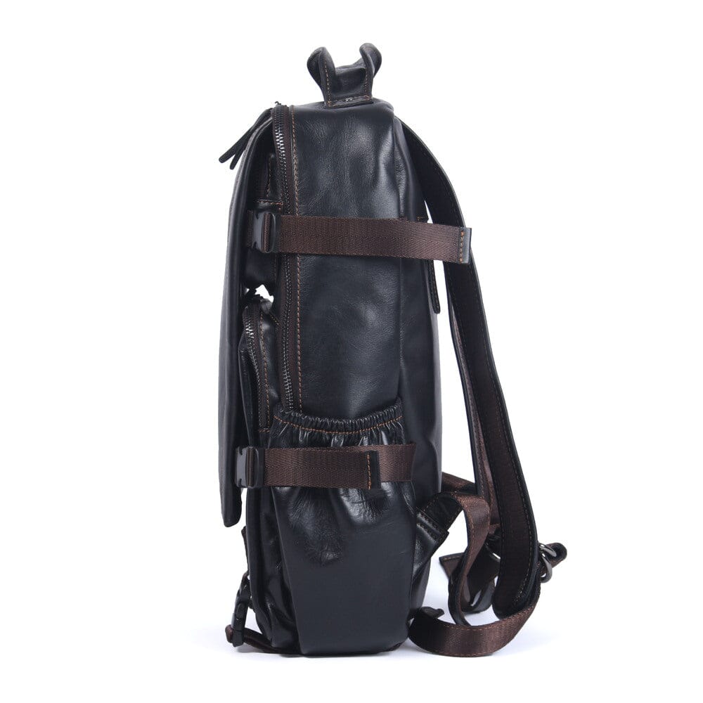 Herren-Rucksack aus schwarzem Leder | ISAAC