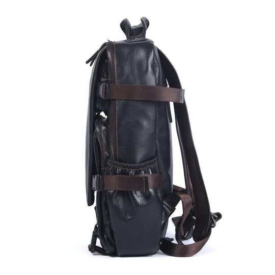 Herren-Rucksack aus schwarzem Leder | ISAAC