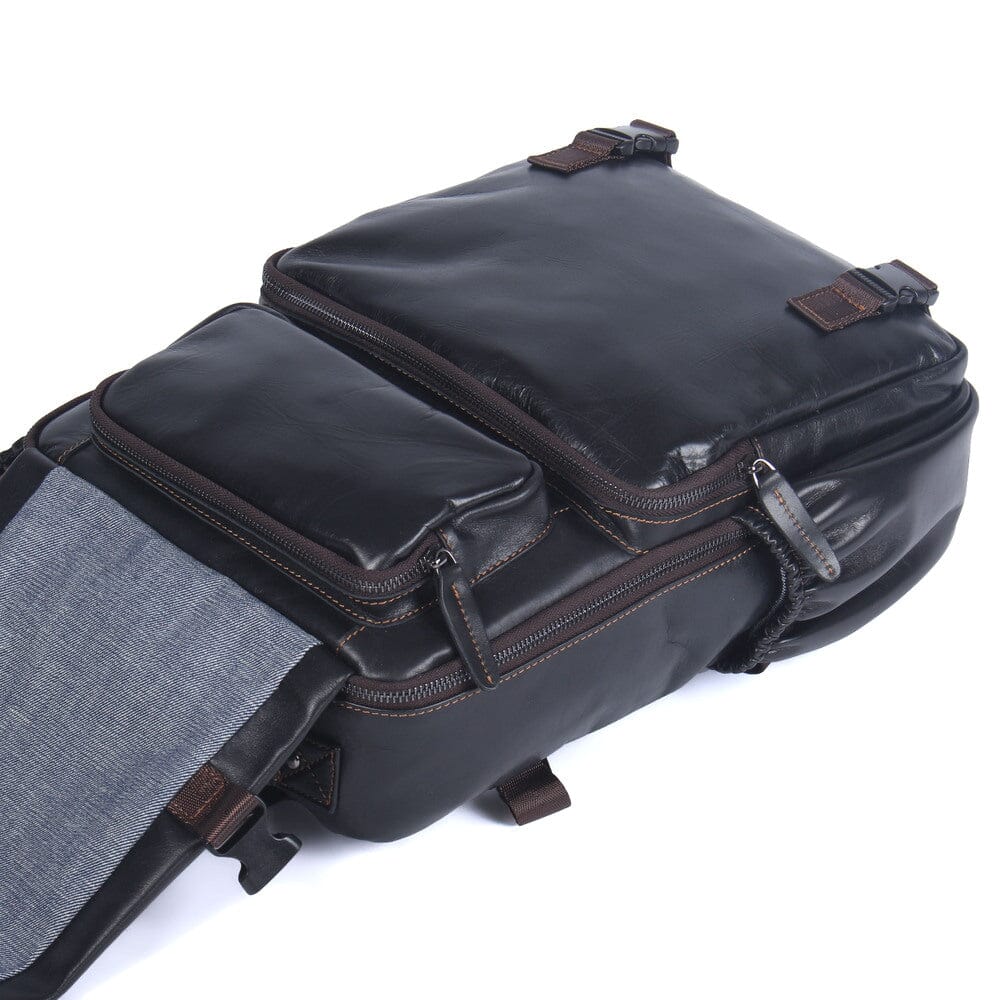Herren-Rucksack aus schwarzem Leder | ISAAC