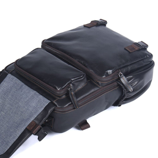 Herren-Rucksack aus schwarzem Leder | ISAAC