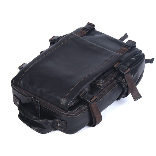 Herren-Rucksack aus schwarzem Leder | ISAAC