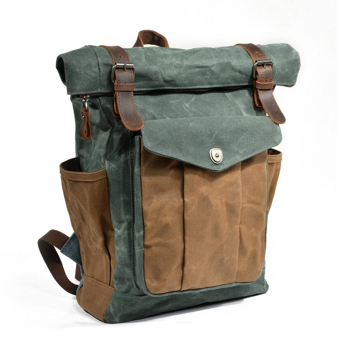 Rucksack mit Rollverschluss aus gewachster Canvas | MARSEILLE