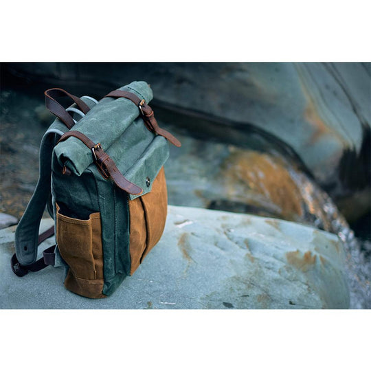 Rucksack mit Rollverschluss aus gewachster Canvas | MARSEILLE