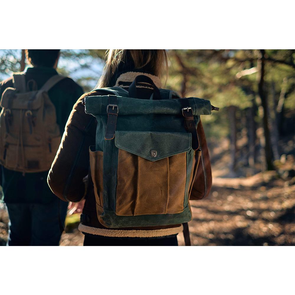 Rucksack mit Rollverschluss aus gewachster Canvas | MARSEILLE