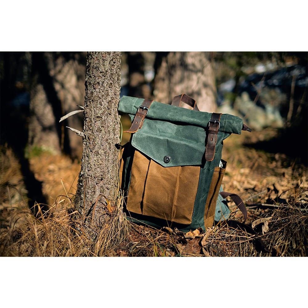 Rucksack mit Rollverschluss aus gewachster Canvas | MARSEILLE